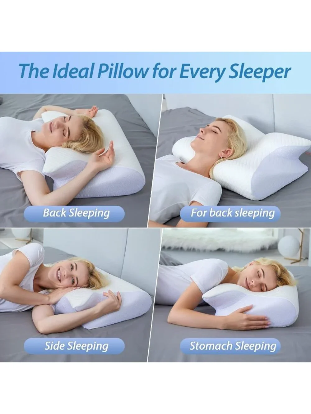 〽️Memory Foam Cervical 2 in 1 Ergonomic Contour Orthopedic Neck Pain Pillow